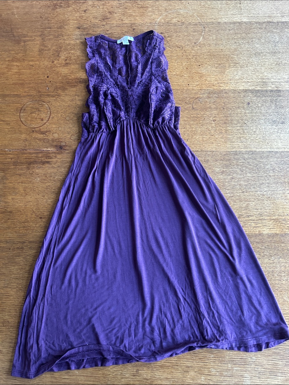 Fleur T Purple Lace-Detail lingerie dress